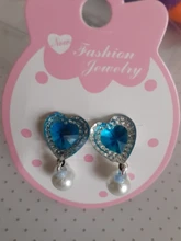Pendientes de cristal para niña pequeña, pendientes sin Piercing, pendientes de perlas de imitación, 1 par