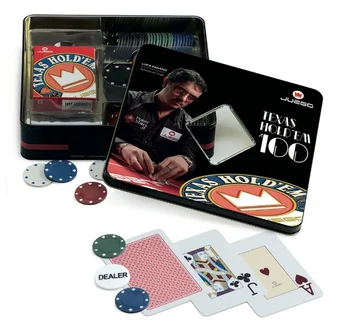 Juego Ju00028-Pay Texas Tin Box 100 chips Standard Pieces and Playing Cards, metal tin Box, game Table, Black
Juego Ju00028-Pay Texas Tin Box 100 chips Standard Pieces and Playing Cards, metal tin Box, game Table, Black