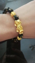 24 estilos Feng Shui de piedra obsidiana pulsera con cuentas hombres mujeres Unisex pulsera de Oro Negro Pixiu riqueza buena suerte pulsera de las mujeres