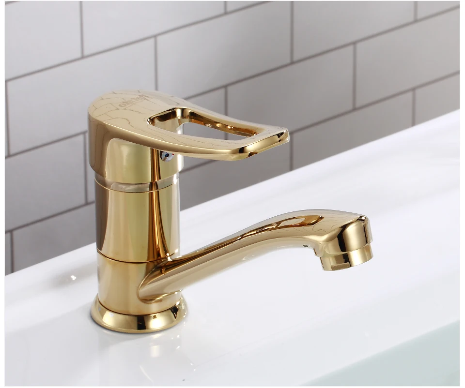 Potato Luxury Golden Bathroom Sink Faucet Saving Hot and Cold Water Mix Tap Single Handle Single Hole Basin Faucets p45150-4