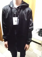 Capa de trinchera con capucha para los hombres de la moda Webbing Primavera Otoño Harajuku Windbreaker Overcoat Hombre Casual Outwear Hip Hop Hombres Chaqueta