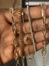 5 unids/set Punk de cristal de oro pulsera cadena gruesa mujer Bohemia geométrico cadena OT hebilla pulsera conjunto de joyas de niña de fiesta regalo