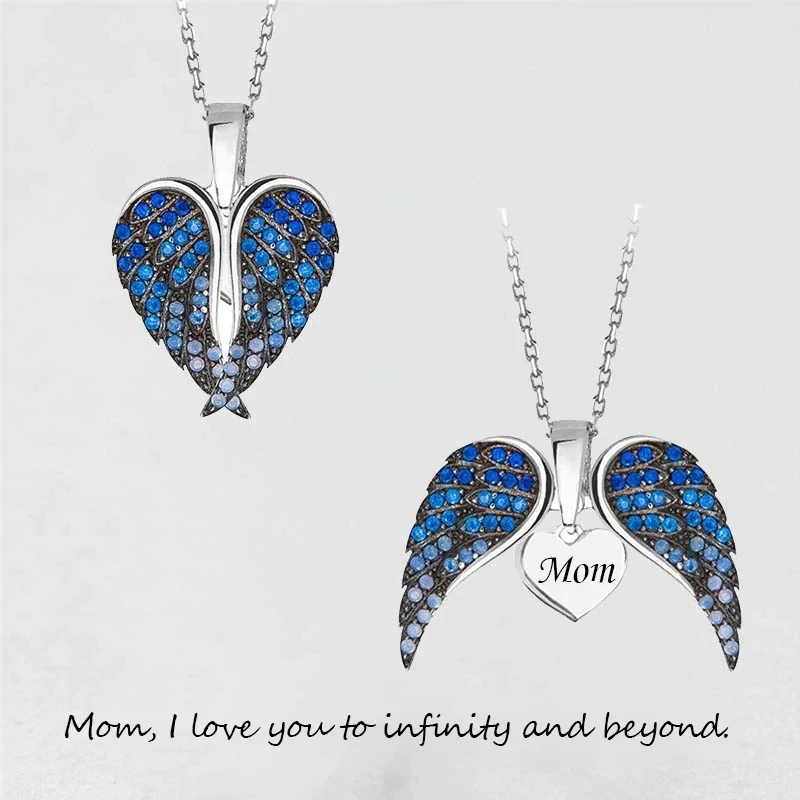 

Hot Angel Wings Women Pendant Necklace Charms Engraved Custom Name Jewelry Diamond Letter Neck Mother's Day Gift