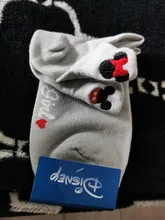 Disney-calcetines con bordado de dibujos animados para mujer, de algodón, finos, de verano, 1 par