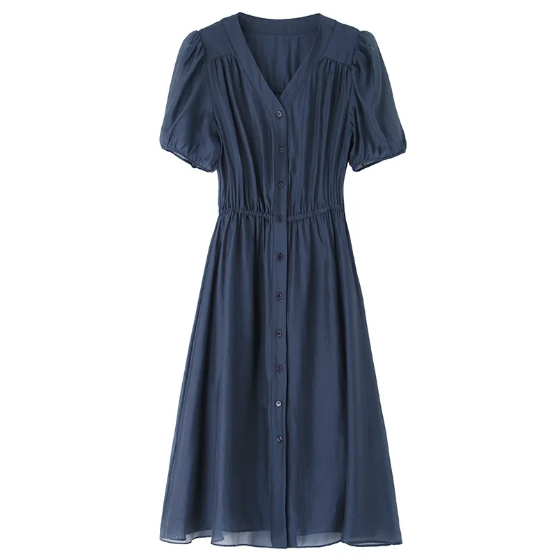 Женское летнее платье с V-образным вырезом и пышными рукавами
Женское летнее платье с V-образным вырезом и пышными рукавами