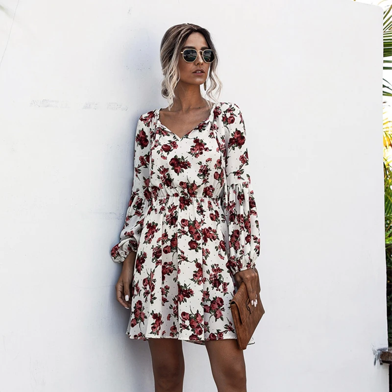 V Neck Puff Long Sleeve Floral Mini Dress Women 2020 Autumn Boho Elegant Lace Up White Black Dresses High Waist Ladies Clothing
V Neck Puff Long Sleeve Floral Mini Dress Women 2020 Autumn Boho Elegant Lace Up White Black Dresses High Waist Ladies Clothing