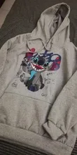 Sudaderas con capucha de Stitch de Disney para mujer, suéteres Harajuku, Tops Kawaii informales con cuello redondo, Sudadera con capucha con estampado de Ángel de manga larga