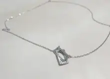 Collar de plata de ley 925 con colgante Rectangular brillante, gargantilla de circonia cúbica incrustada, regalo para niña, joyería exquisita NK064