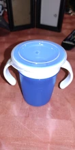 Taza de beber de aprendizaje para bebé, con tapa abatible de doble manija, a prueba de fugas, sin BPA, 360 grados