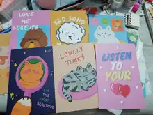 Ins-tarjetas postales de gato de dibujos animados Kawaii, Tarjetas de Navidad, accesorios para posar, tarjeta de felicitación de cumpleaños, regalo de Año Nuevo