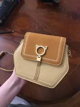 Longlight-Bolso de hombro de piel sintética para mujer, bandolera hexagonal de cuero sintético, con cadena, lijado