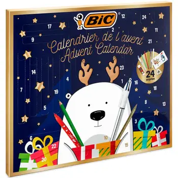 BIC Advent calendar, Contains: 6 Highlighters/6 pinturas/4 Waxes/1 Glue/1 Pen/1 rubber gum/3 bolis /24 Cards/20 clothes peg
BIC Advent calendar, Contains: 6 Highlighters/6 pinturas/4 Waxes/1 Glue/1 Pen/1 rubber gum/3 bolis /24 Cards/20 clothes peg