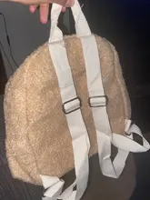 Mochila portátil para la compra de viaje para niños, morral informal de lana de cordero para otoño e invierno, mochila de hombro en forma de oso
