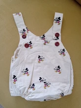 Disney-mameluco para bebé recién nacido, Mickey Mouse, sin mangas, para niños y niñas, con botón sólido, informal, con tirantes, pelele triangular
