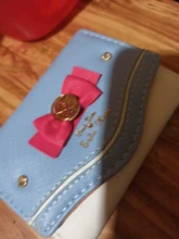 Mini cartera con lazos bonitos para mujer, Tarjetero con broche, monedero de mano, de cuero PU, a la moda, novedad