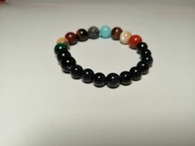 Pulsera de piedras naturales para hombre y mujer, brazalete de cuentas con sistema Solar, Chakra, Yoga, para amantes de los ocho planetas