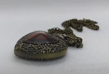 Moda Vintage Retro reloj de bolsillo de cuarzo amor cristal con de forma de corazón colgante de cadena suéter cadena collar reloj regalos TT @ 88