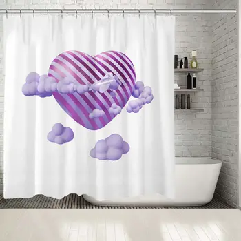 Shower Curtain Air Plane Fly Around Luxury Shiny Stripe Heart with Cute Clouds Fun Cartoon Artwork Lilac Purple White
Shower Curtain Air Plane Fly Around Luxury Shiny Stripe Heart with Cute Clouds Fun Cartoon Artwork Lilac Purple White