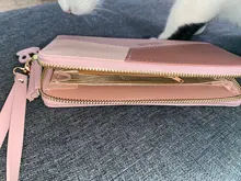 Cartera de cuero con diseño geométrico de lujo para mujer, monedero de Cremallera larga con diseño de borla, monedero femenino