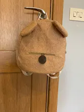 Mochila portátil para la compra de viaje para niños, morral informal de lana de cordero para otoño e invierno, mochila de hombro en forma de oso