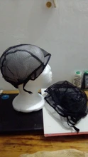 Malla tejida de buena calidad para cabello, gorras de malla negra para pelucas, gorra de peluca tejida y redes de pelo abiertas en un extremo, color negro y Beige, 1 unidad