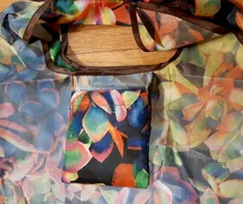 Oxford-bolsa de compras plegable para reciclaje, bolso de mano reutilizable ecológico para mujer, Floral, frutas y verduras, bolsillo para comestibles