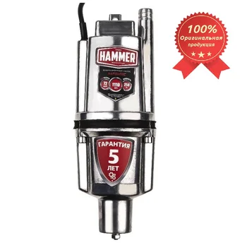 Vibration pump Hammer NAP250BC (16) 250W, 1110l / h, height 72m, cable 16m, lower water intake, submersible, well
Vibration pump Hammer NAP250BC (16) 250W, 1110l / h, height 72m, cable 16m, lower water intake, submersible, well