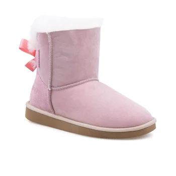 

Genuine Suede Sheepskin Single Bow Women Boots Ugg Design Uggs Сапоги угги