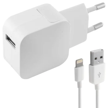 Wall Charger + MFI Certified Lightning Cable KSIX 2.4A USB iPhone White 
Wall Charger + MFI Certified Lightning Cable KSIX 2.4A USB iPhone White
