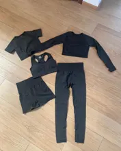 Conjunto de Yoga sin costuras para mujer, chándal deportivo de manga larga con logotipo personalizado, ropa deportiva para gimnasio y fitness, traje de Leggings de verano