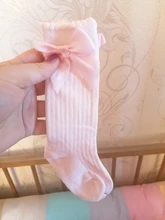 2019 nueva para niños y niñas lazo grande hasta la rodilla largo suave calcetines de algodón con lazo para bebé NIÑOS Calcetines niños calcetines meias 25