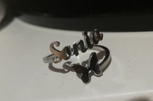 Letdiffery-Anillos personalizados con nombre de mariposa esmerilada para mujer, sortija de boda de acero inoxidable brillante de oro, anillo de joyería ajustable