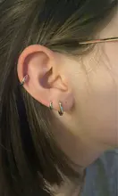 ANENJERY aro-pendientes de plata de primera ley diseño geométrico para mujer, aretes pequeños, aros pequeños, plata esterlina 925, estilo francés, Punk, Hip Hop, fiesta
