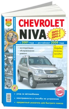 Repair Manual and operation for Chevrolet Niva. Models with 2001 years (+ restyling 2009). ISBN: 978-5-91685-040-6
Repair Manual and operation for Chevrolet Niva. Models with 2001 years (+ restyling 2009). ISBN: 978-5-91685-040-6