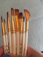 10 Uds el pelo de Nylon mango de madera de pintura acuarela cepillo pluma pincel de bricolaje pintura al óleo acrílica pinceles pintura arte Dropship