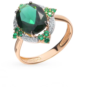 Gold ring with tourmaline and cubic zirconia sunlight sample 585 
Gold ring with tourmaline and cubic zirconia sunlight sample 585