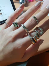 ¡Venta al por mayor! Anillos Foxanry de Plata de Ley 925 con cara sonriente para mujer, cadena creativa y sencilla, regalos geométricos para fiestas