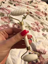 Rodillo de Jade blanco para masaje Facial, rodillo de Jade blanco para estiramiento Facial, herramientas de masaje Facial para mentón, cuello, cuidado de la piel