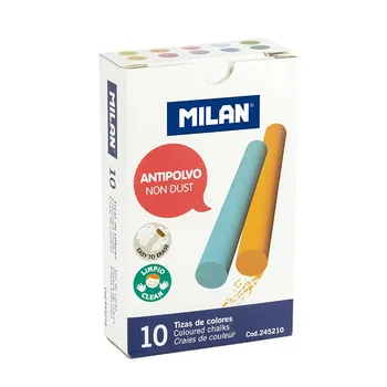 BOX 10 CHALKS CALCIUM CARBONATE ROUND COLORS-DUST MILAN 245210
BOX 10 CHALKS CALCIUM CARBONATE ROUND COLORS-DUST MILAN 245210