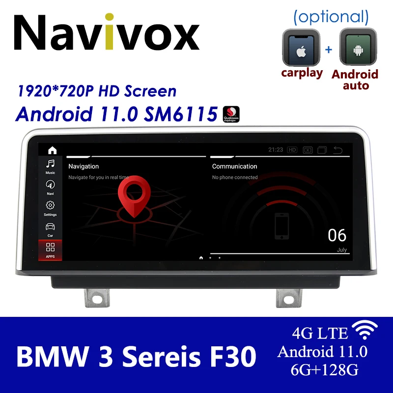 Автомобильный дисплей Navivox Snapdragon 662 для BMW 3 серии F30 F31 4 F36 M3 M4 NBT Bluetooth 5 0 Android 11 6G + 128G |