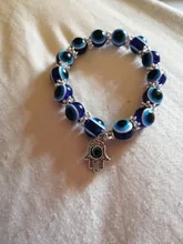 De moda de Color de plata azul de mal de ojo Hamsa la mano de Fátima Palm pulseras para las mujeres de la pulsera del encanto de estilo étnico joyería hecha a mano