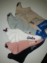 Disney-calcetines con bordado de dibujos animados para mujer, de algodón, finos, de verano, 1 par