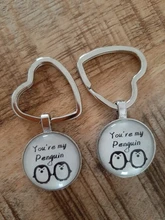 You Are My Penguin-Colgante de cúpula de cristal en forma de corazón, llavero, bricolaje, amantes de la joyería, regalo de cumpleaños