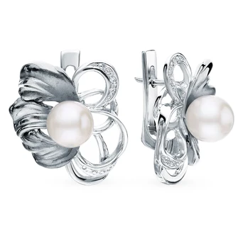Silver earrings with cubic zirconia and pearls sunlight sample 925
Silver earrings with cubic zirconia and pearls sunlight sample 925
