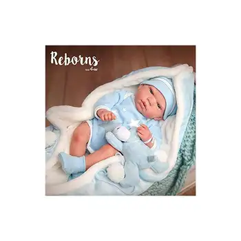 Baby Doll Reborn 98036 Carlos Arias, includes Teddy and blanket light blue, wears body color celeste, it measures 40cm
Baby Doll Reborn 98036 Carlos Arias, includes Teddy and blanket light blue, wears body color celeste, it measures 40cm