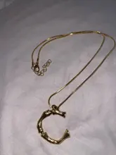 Lost Lady-collar con 26 letras de bambú y Metal dorado para mujer, colgante con inicial del alfabeto, cadena de eslabones, regalos de joyería