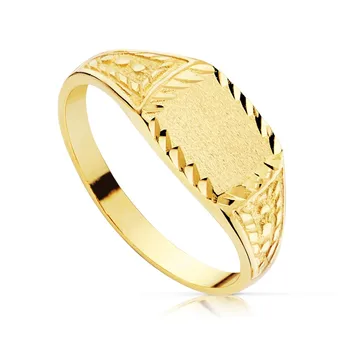 Stamp 18k gold cadet rectangular details carved side-Customizable-RECORDING INCLUDED IN THE PRICE