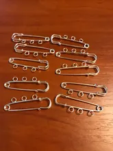 10 unids/lote alfileres de seguridad broche en blanco Base broche 50/80/90mm, 3/5 anillos de joyería Pin para suministros de fabricación de la joyería Accesorios