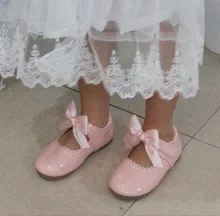 Zapatos de charol con lazo para niñas pequeñas, calzado de baile de Color sólido, primavera y otoño, SMG104