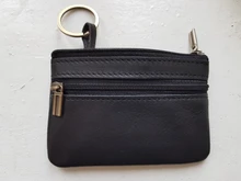 GENODERN-monedero Vintage Crazy Horse de cuero genuino para hombre, monedero con cremallera de cuero genuino, soporte de llave Retro, monedero pequeño